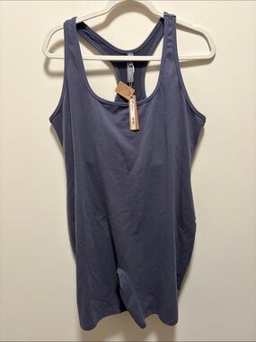 Skims Steel Blue Outdoor Mid Thigh Bodysuit One Piece Romper Sz 4X